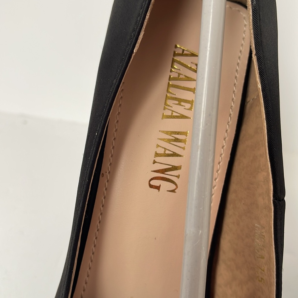 Azalea Wang Women’s Black Satin Embellished Stiletto Heels Pointed Toe Size 7.5 - Picture 7 of 10